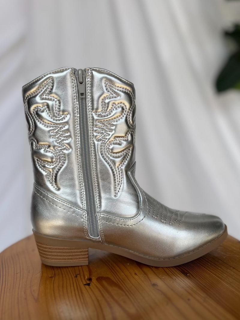 RENO Metallic Silver Kids Western Boot