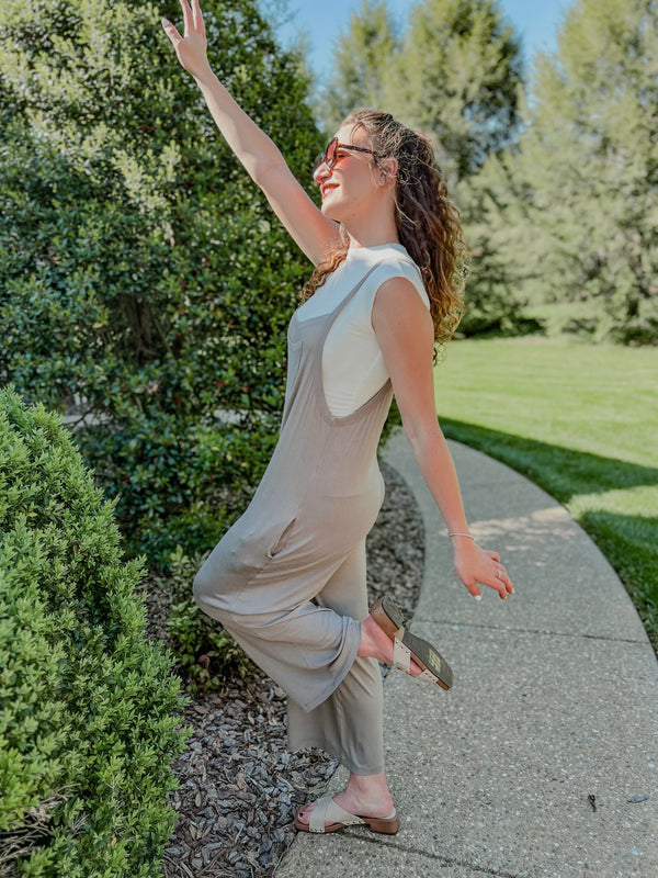 Taupe Jumpsuit with Pockets