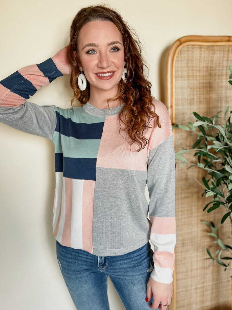 Mix It Up Color Block Lightweight Sweater