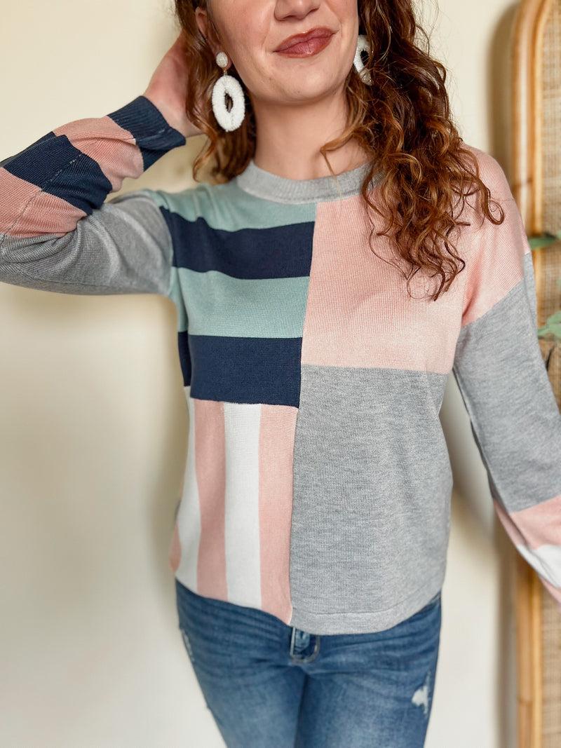 Mix It Up Color Block Lightweight Sweater
