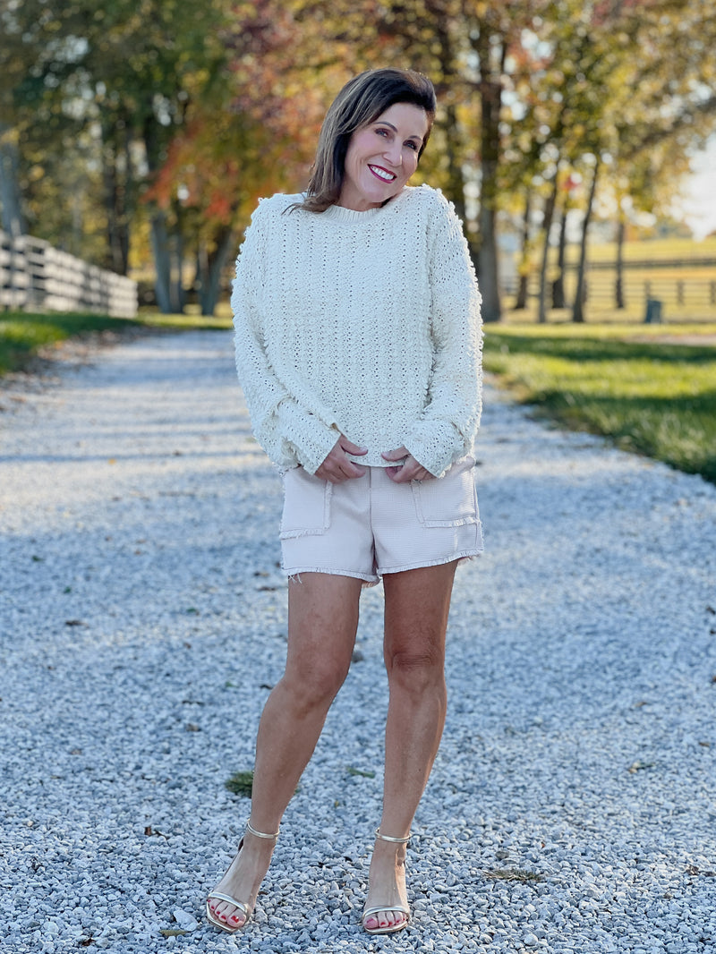 Cream Tweed Shorts