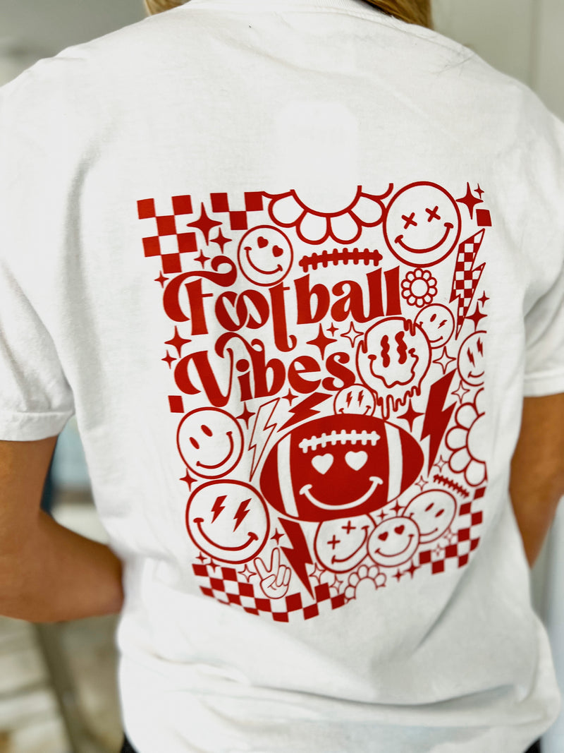Preppy Game Day White/Red Graphic Tee