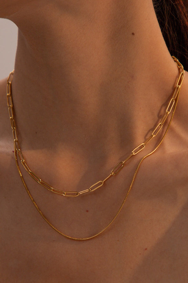 Gold Paperclip Multi Chain Necklace