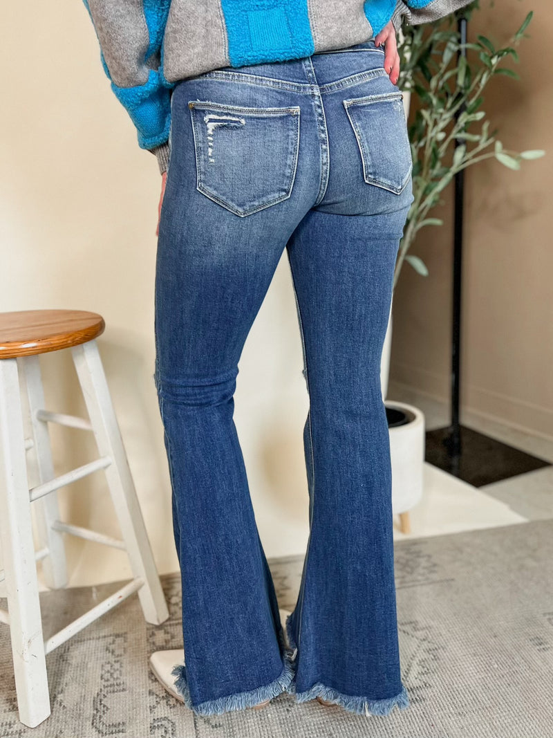 High Rise Stretch Super Flare Denim Jeans - Petra153