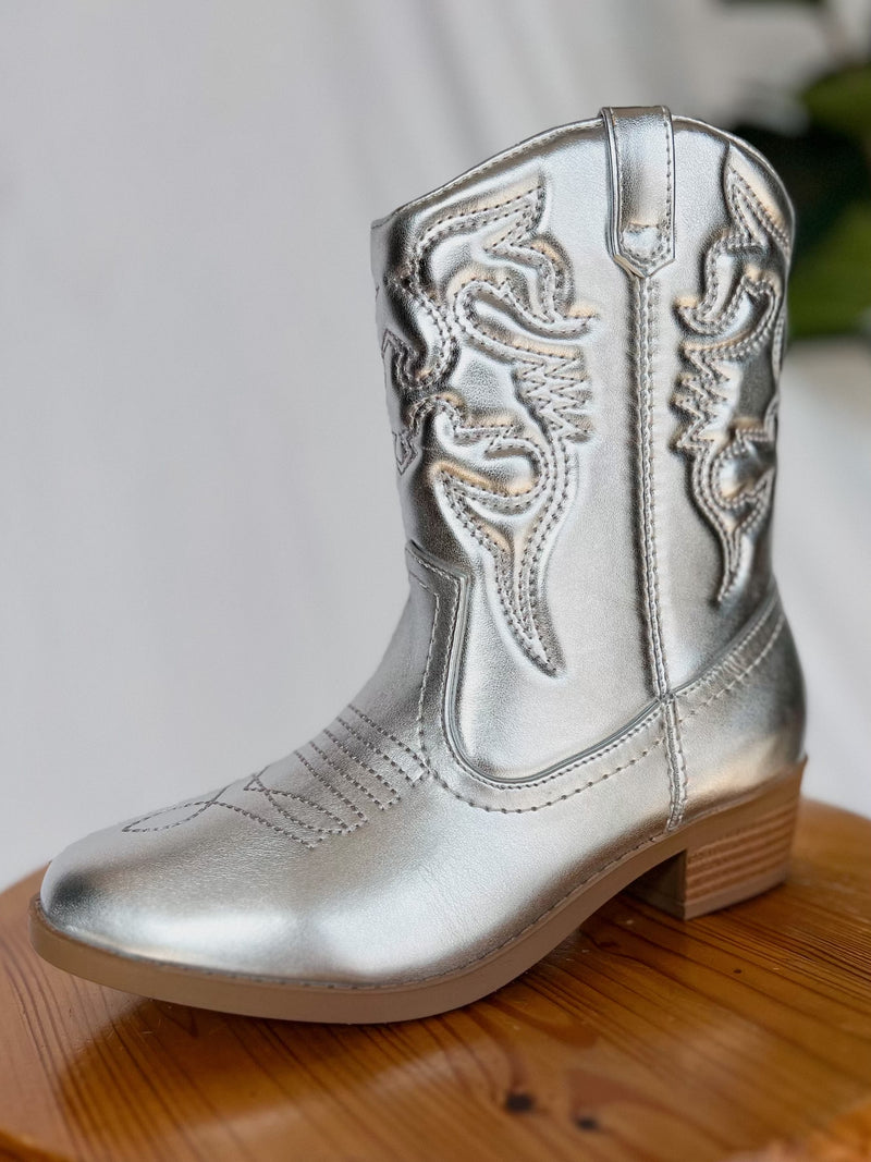 RENO Metallic Silver Kids Western Boot