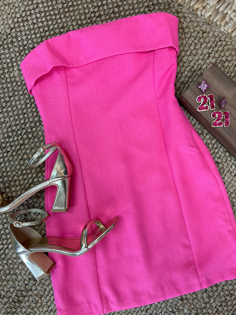 Cora Pink Strapless Mini Dress