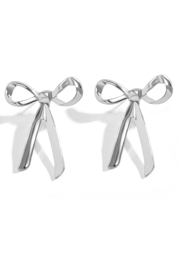 Trendy Silver Bow Knot Earrings