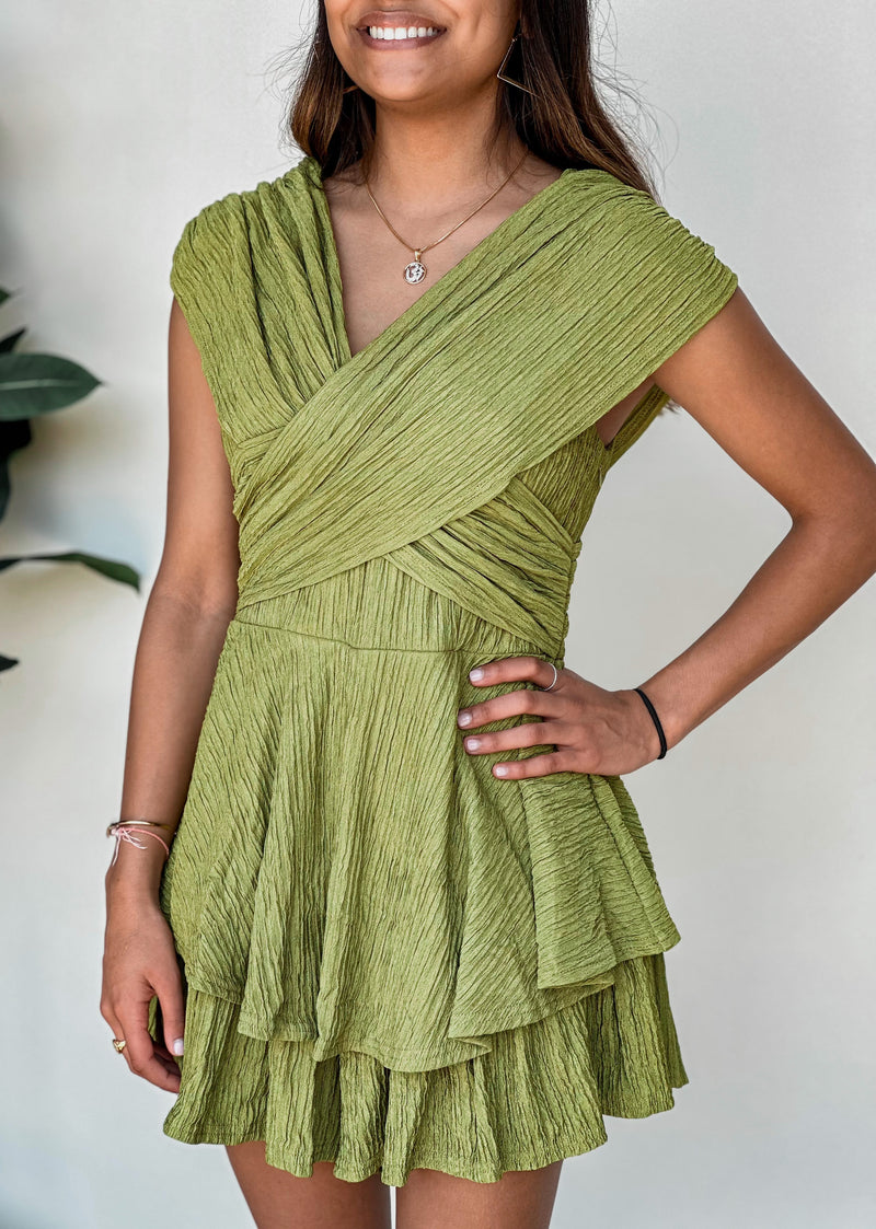 Lime Textured Double Layer Romper