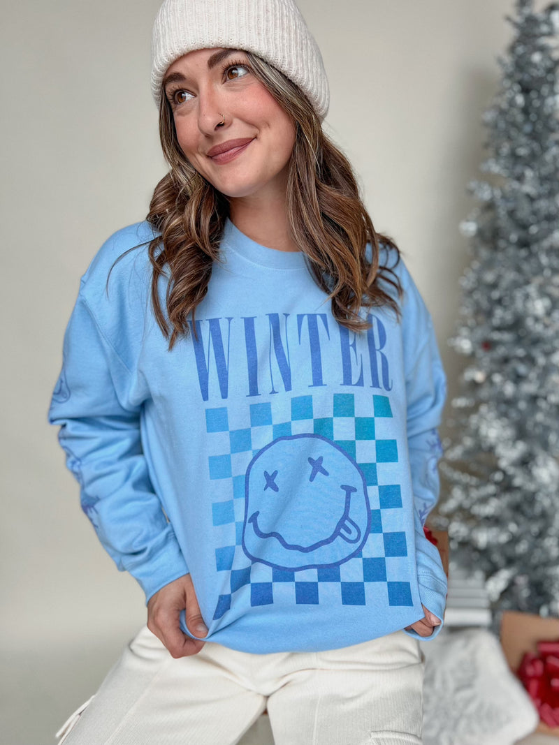 Winter Drippy Happy Snowflake Sleeve Sweatshirt (SM-2X)