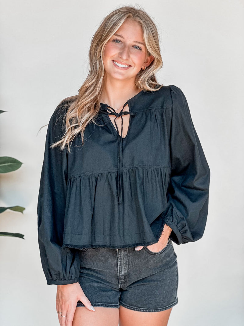 Striking Style Tie Front Tiered Top