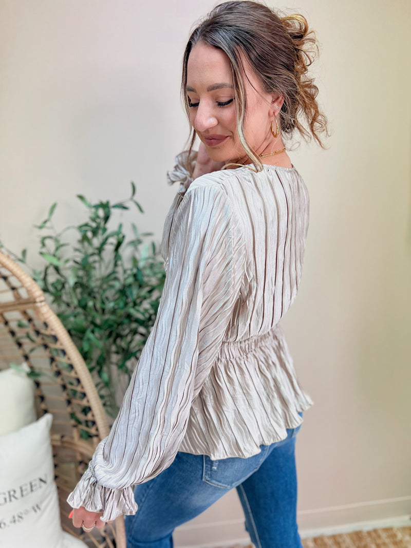 Taupe Baby Bell Sleeve Top