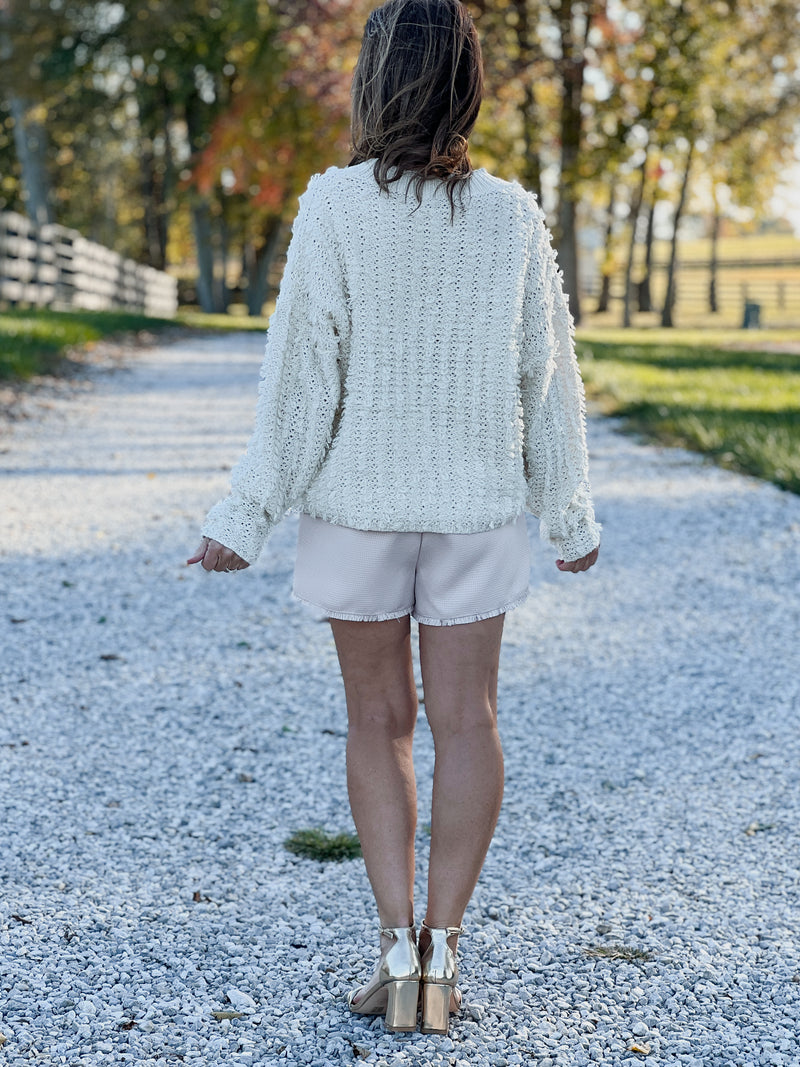 Cream Tweed Shorts