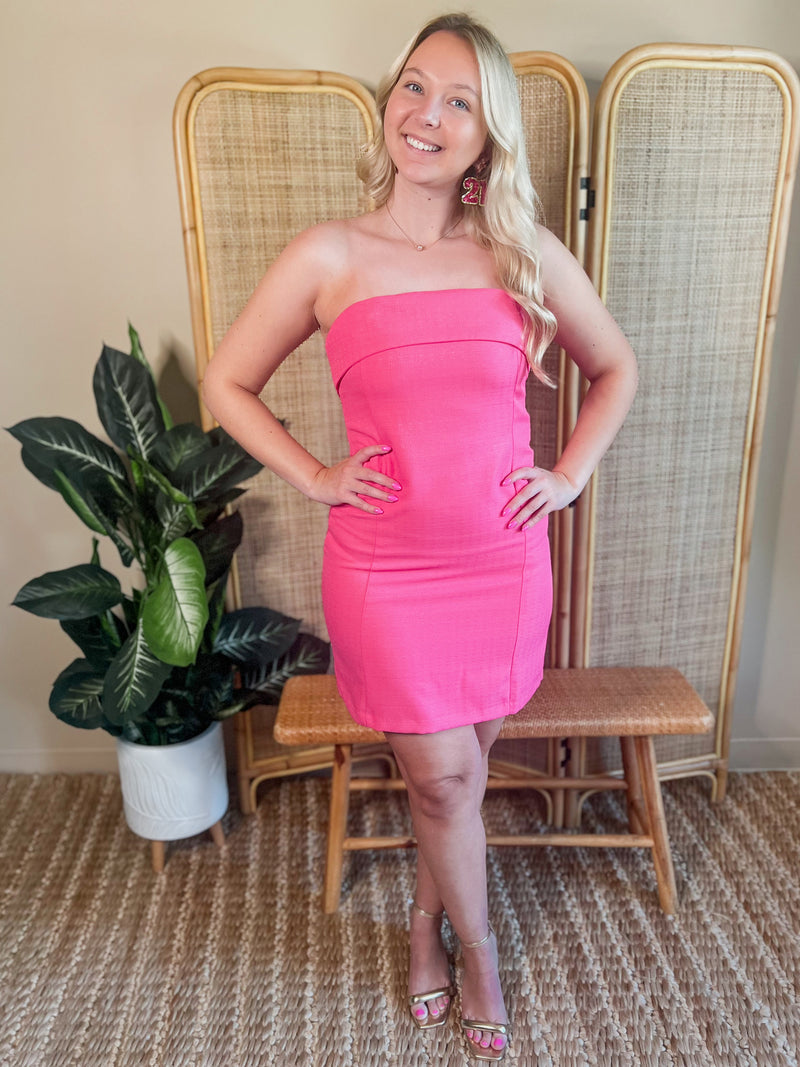 Cora Pink Strapless Mini Dress