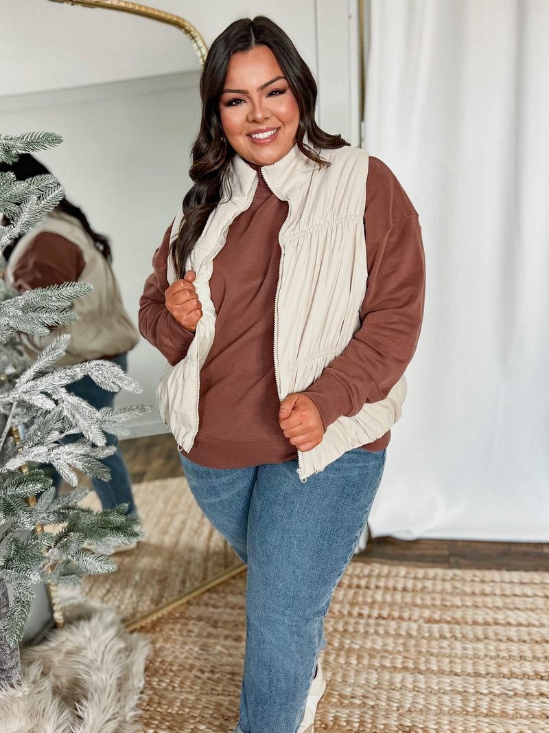 Curvy Ecru Puffer Vest