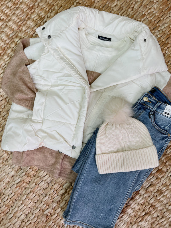 Cream Puffer Vest