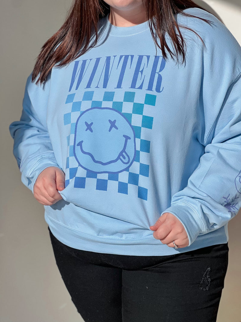 Winter Drippy Happy Snowflake Sleeve Sweatshirt (SM-2X)