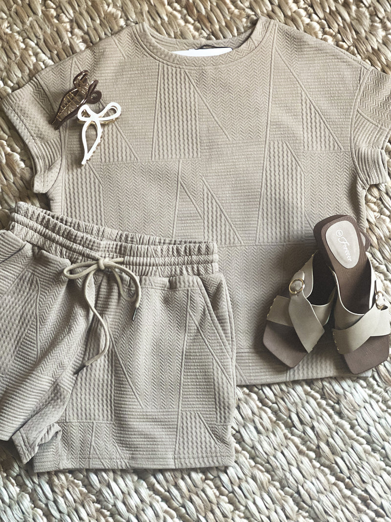 Two Piece Khaki Short Set (S-2X)