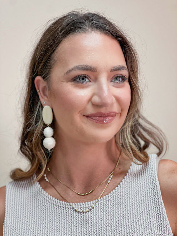 Boho Ivory Wooden Dangle Earrings