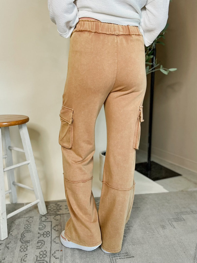 Mineral Washed French Terry Knit Cargo Pants