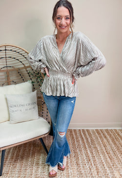 Taupe Baby Bell Sleeve Top