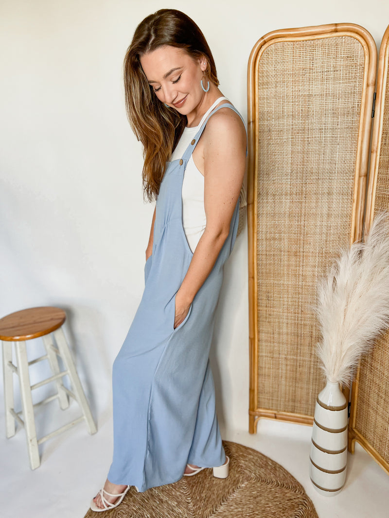 Skies are Blue Wide Leg Overalls Jumpsuit