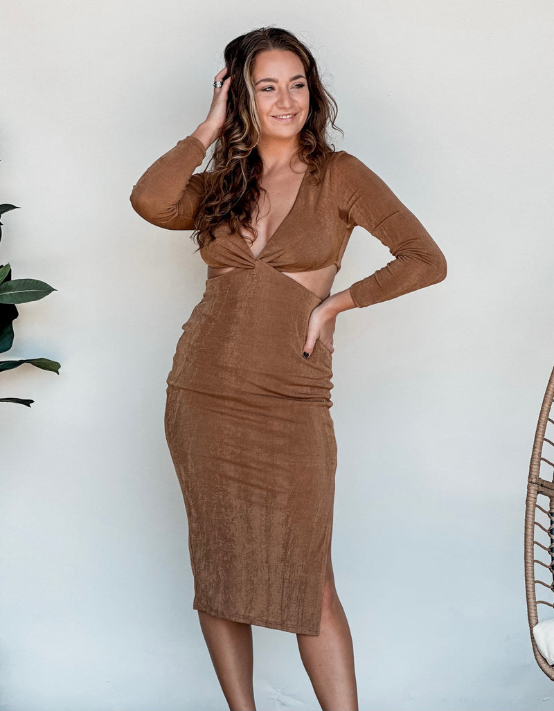 Brown Sugar & Spice Knit Cut Out Midi