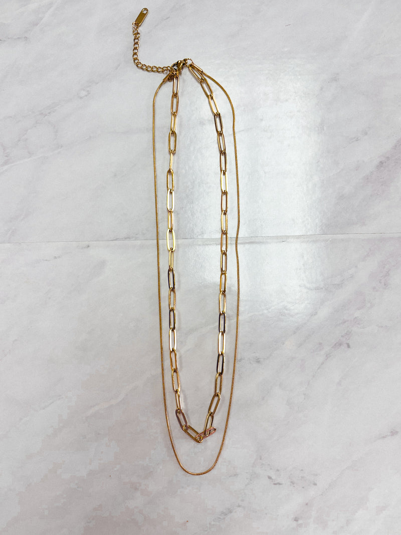 Gold Layered Paperclip Chain Necklace