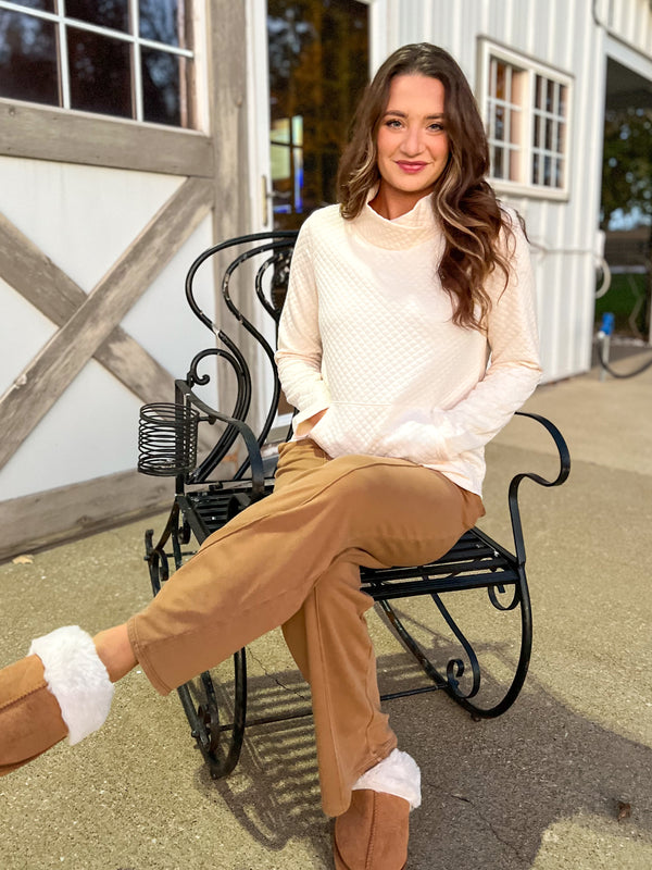 Comfy Light Brown Pintuck Pants