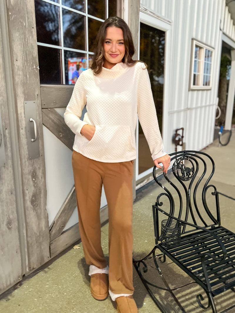 Comfy Light Brown Pintuck Pants