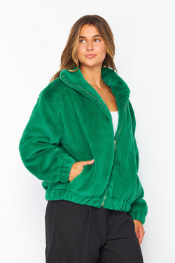 Green Fur Collared Jacket