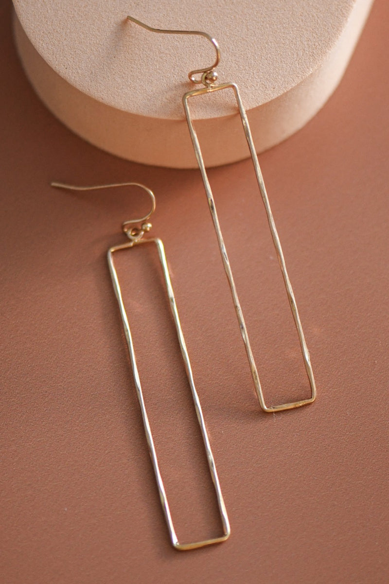 Gold Long Bar Drop Earrings