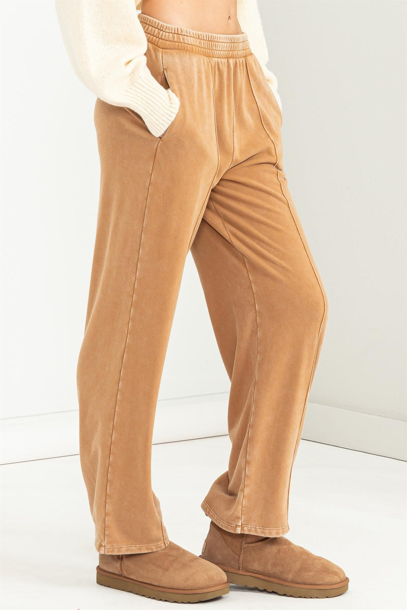 Comfy Light Brown Pintuck Pants