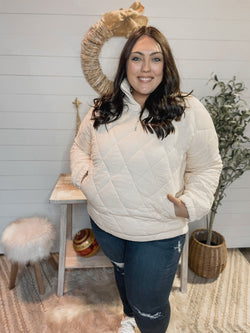 Curvy Natural Quilted Pullover