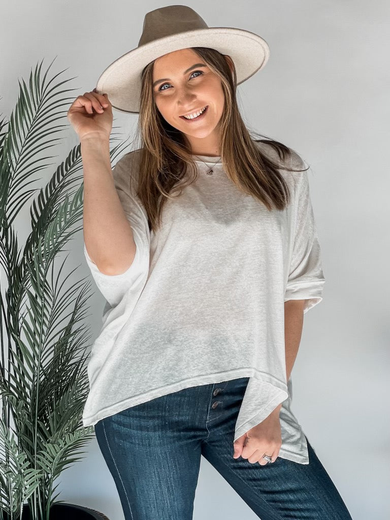 Solid Round Neck Loose Top