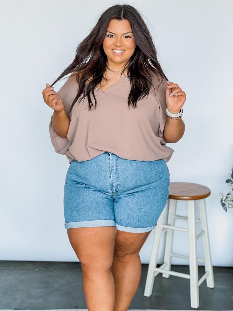 Curvy Lillie High Rise Roll Up Shorts