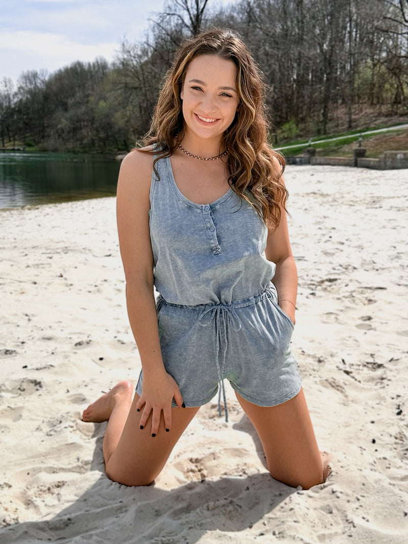 Casual Days Ahead Button Up Sleeveless Romper